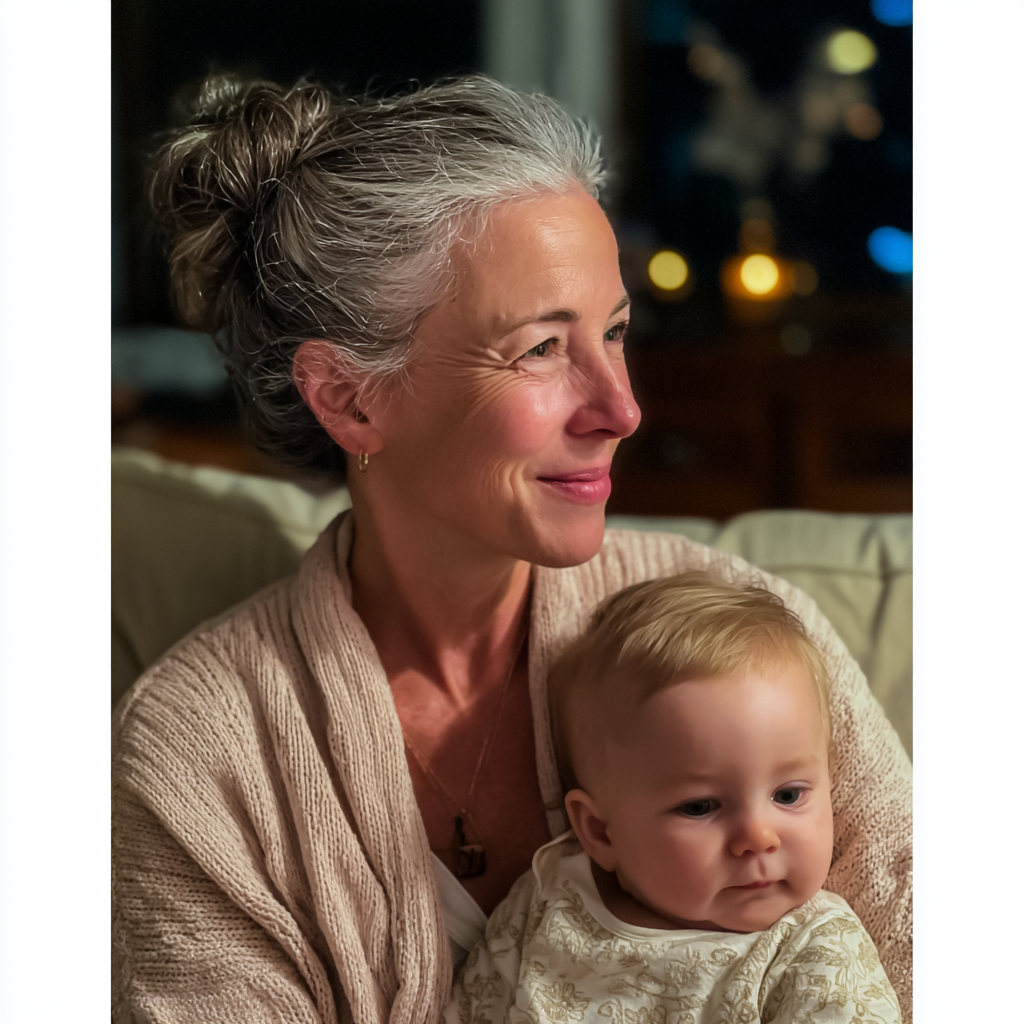 Une femme souriante tenant un bébé | Source : Midjourney