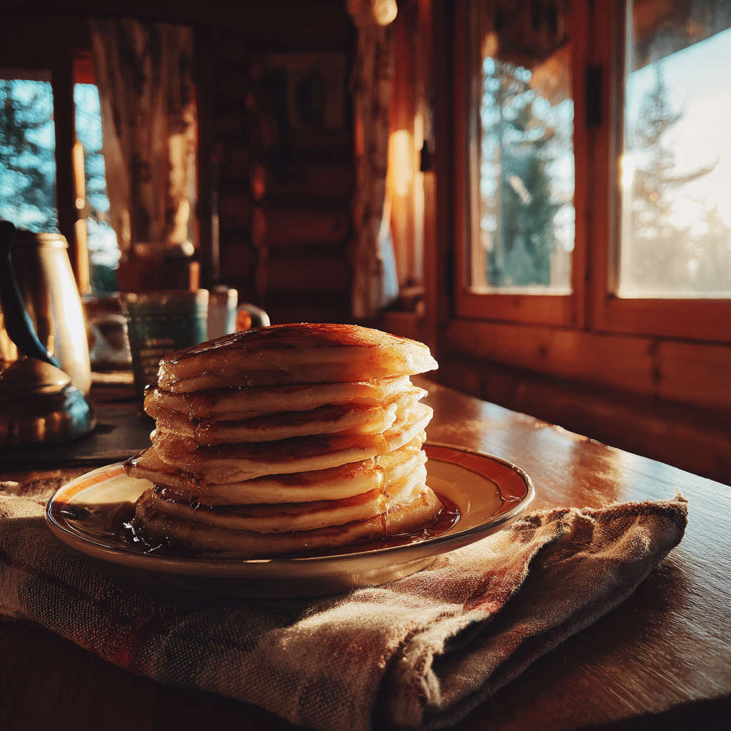 Une pile de crêpes sur une table | Source : Midjourney
