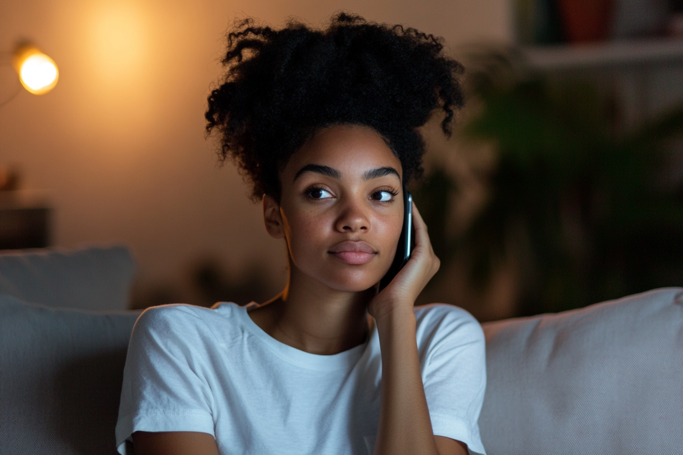 Une femme qui parle au téléphone | Source : Midjourney