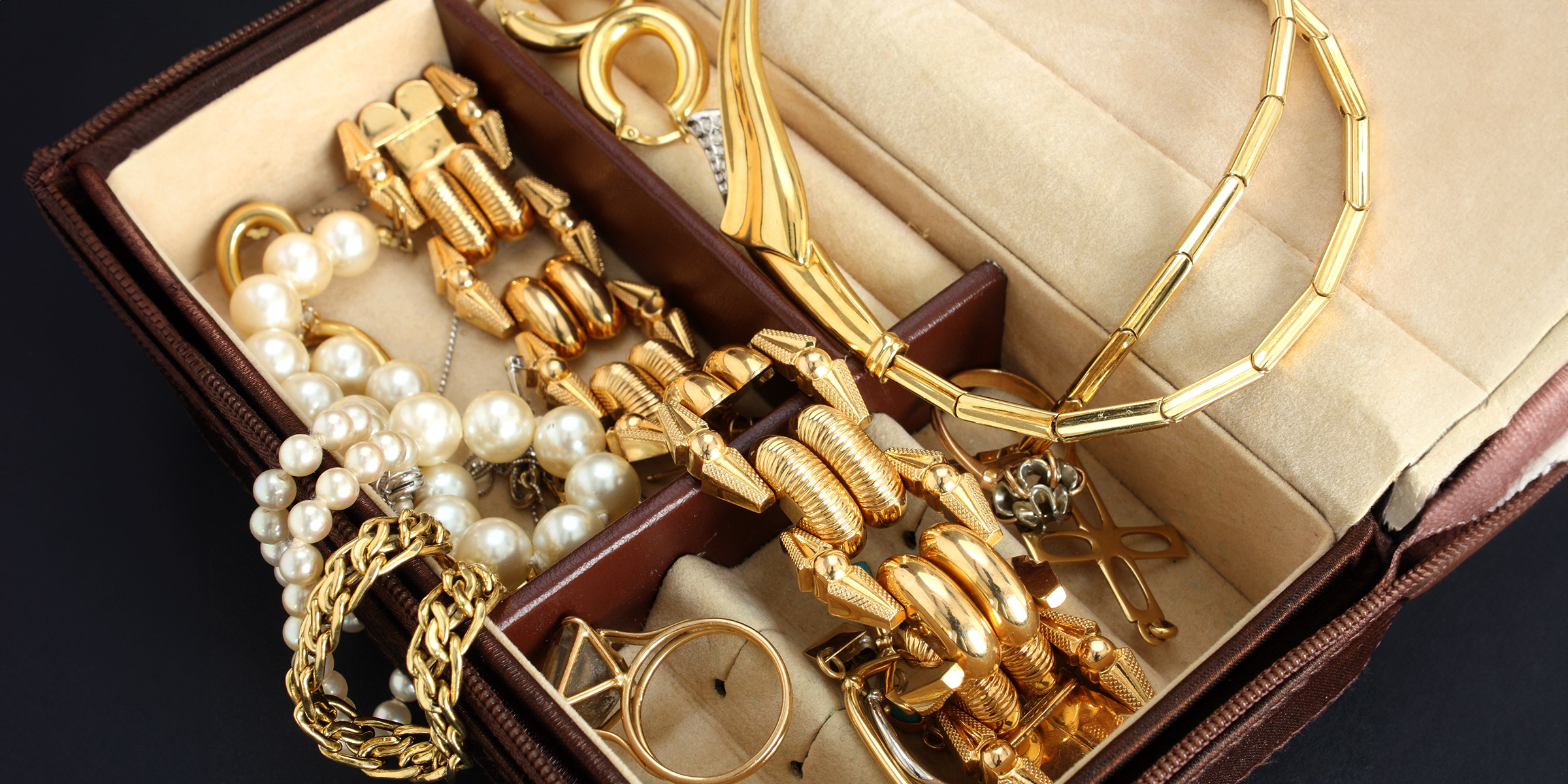 Articles de bijouterie à l'intérieur d'une boîte | Source : Shutterstock