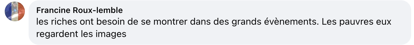 Commentaire d'un internaute | Source : Facebook/Paris Match