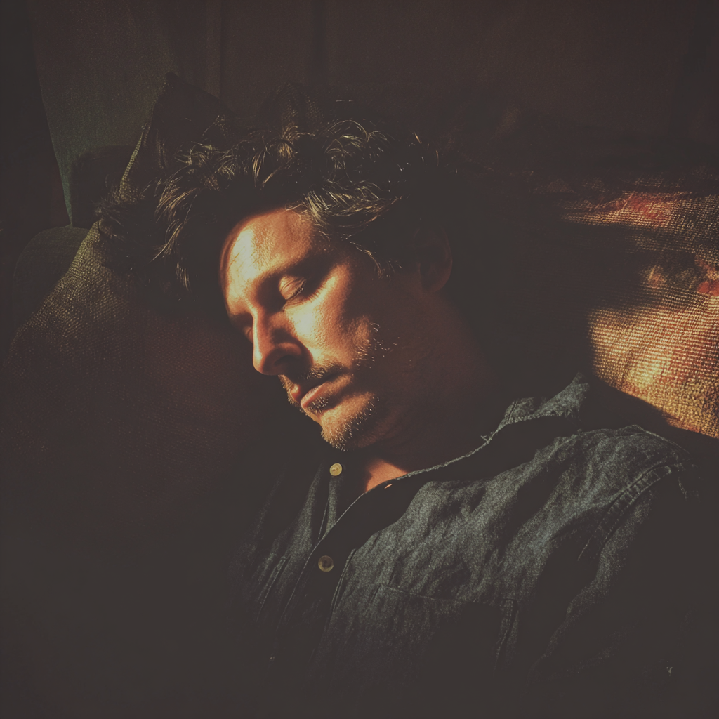 Un homme qui dort sur un canapé | Source : Midjourney