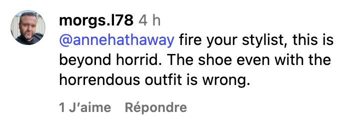 Commentaire d'un internaute I Source : https://www.instagram.com/checkthetag/p/DW20GX3gIn4/