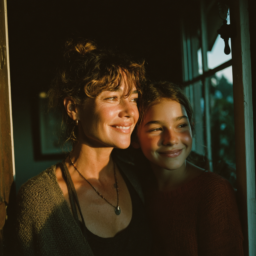 Une mère et une fille heureuses regardant par la fenêtre | Source : Midjourney