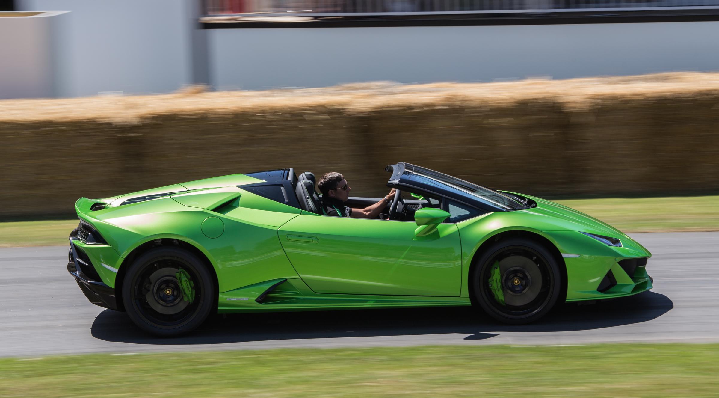 La Lamborghini Huracan Evo Spyder vue au Goodwood Festival of Speed 2019, le 4 juillet à Chichester, en Angleterre I Image utilisée à titre d’illustration uniquement I Source : Getty Images