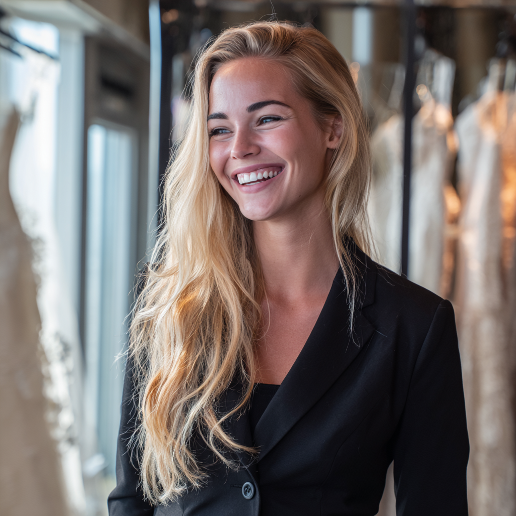 Une femme blonde amusée | Source : Midjourney