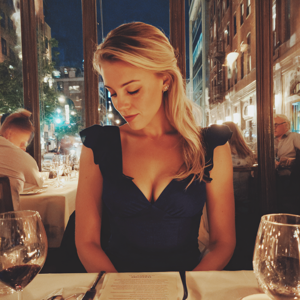 Une femme mal à l'aise assise à une table | Source : Midjourney