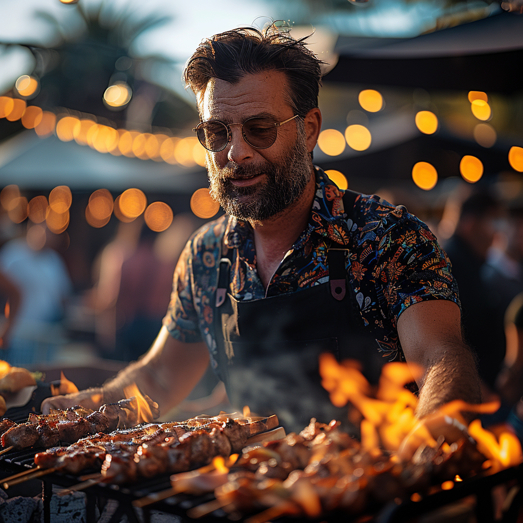 Un homme avec de la nourriture sur le grill | Source : Midjourney