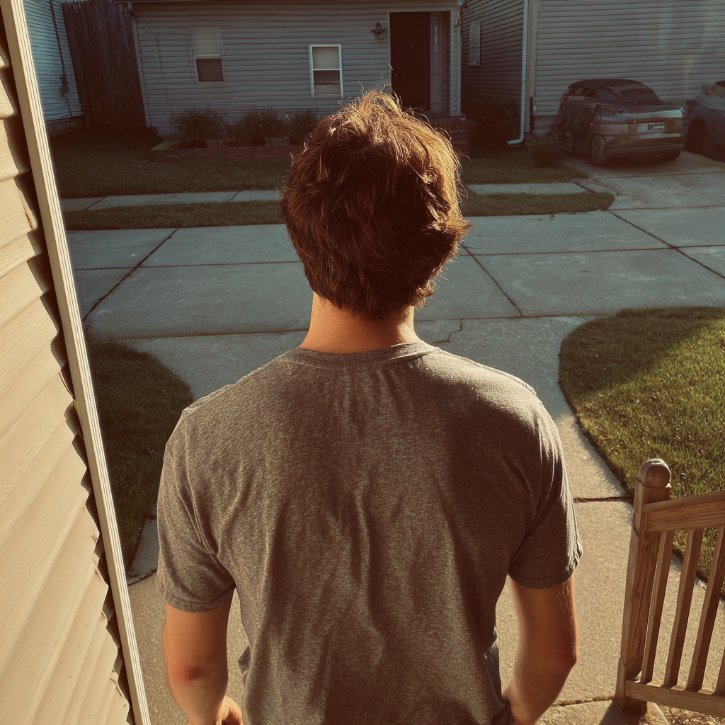 Un homme qui descend les marches d'un porche | Source : Midjourney