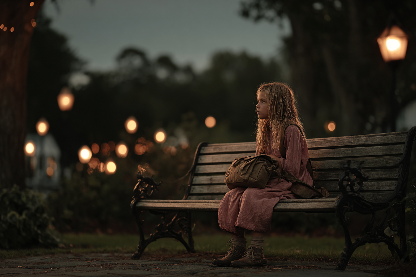 Une fille assise dans un parc | Source : Midjourney