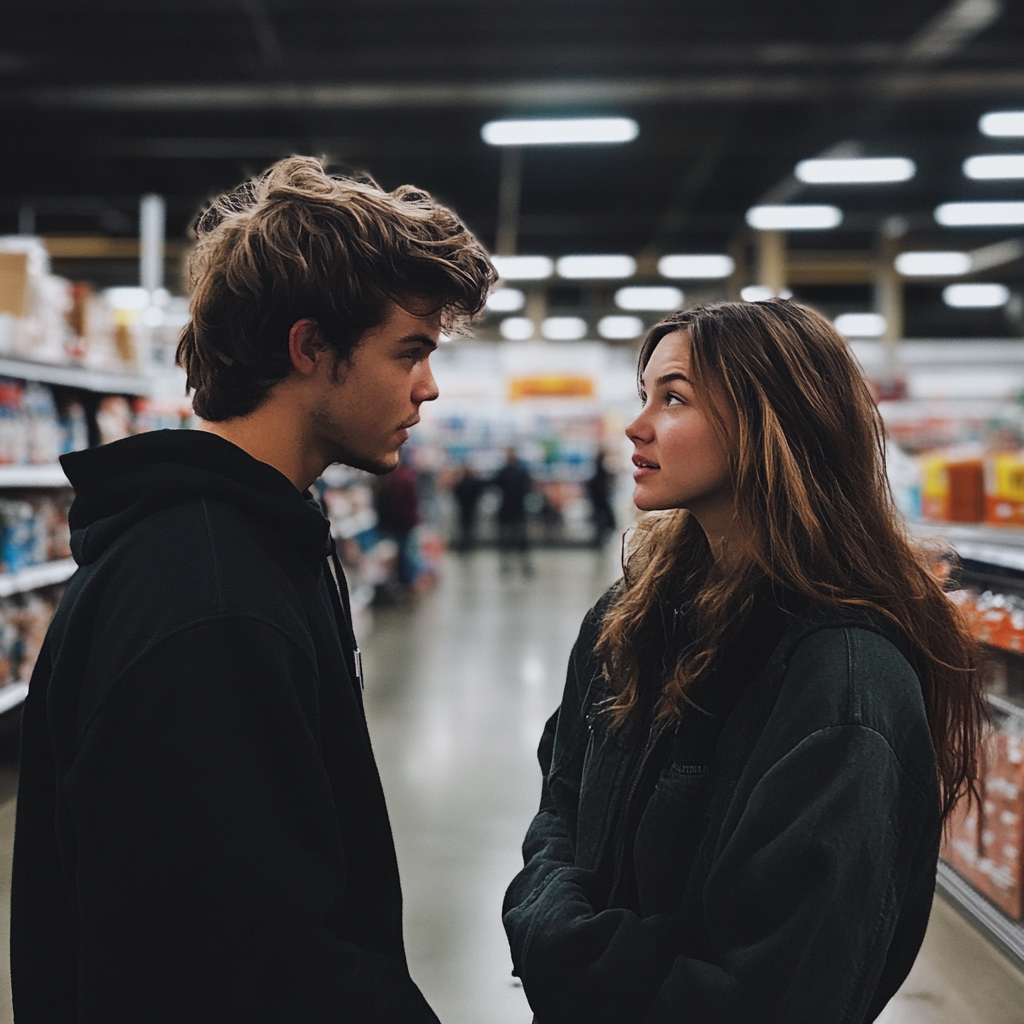 Un homme et une femme à Walmart | Source : Midjourney