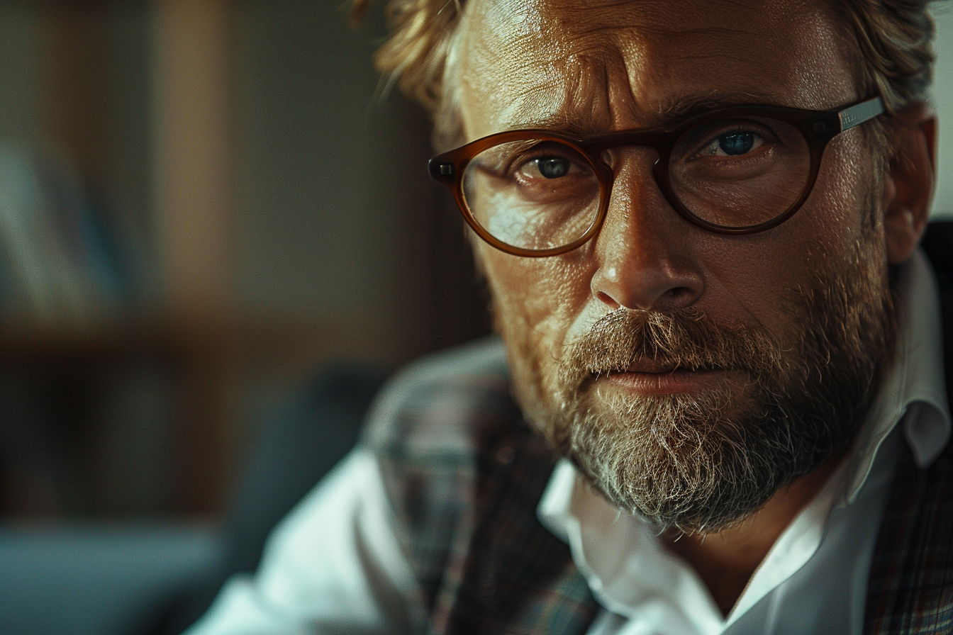 Gros plan sur le visage d'un homme | Source : Midjourney