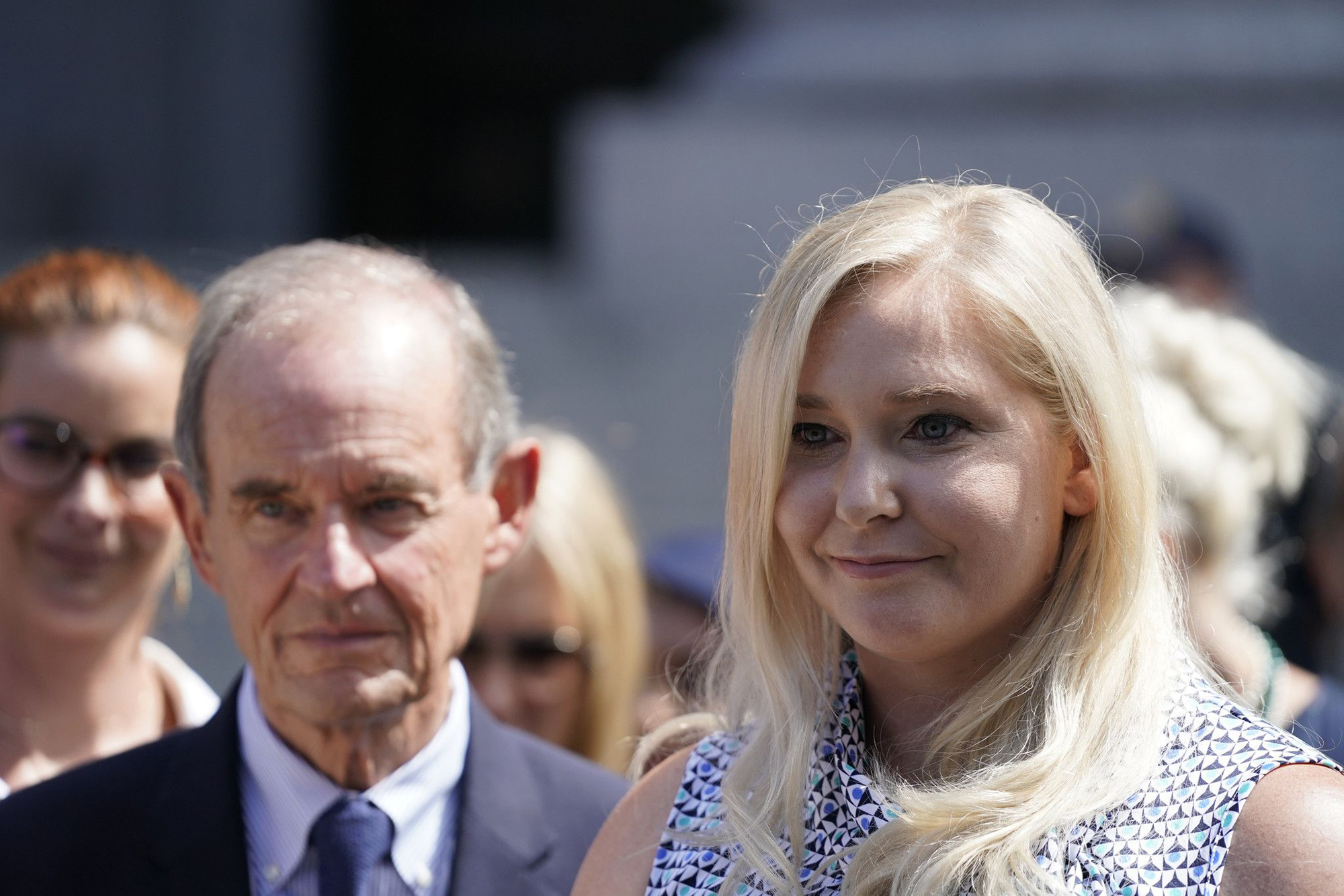 Virginia Roberts Giuffre s'exprime lors d'une conférence de presse à New York le 27 août 2019 | Source : Getty Images