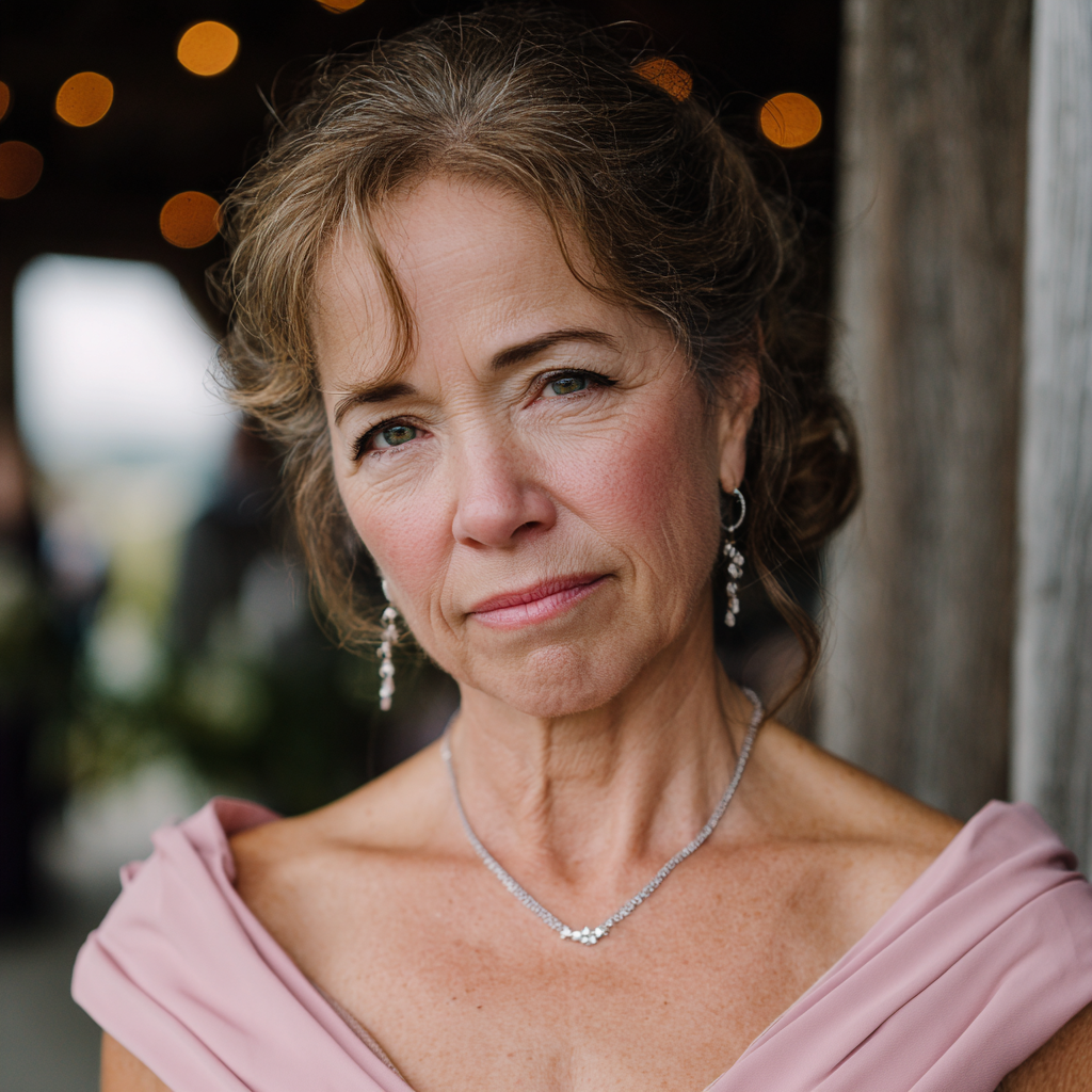 Gros plan d'une femme âgée lors d'un mariage | Source : Midjourney