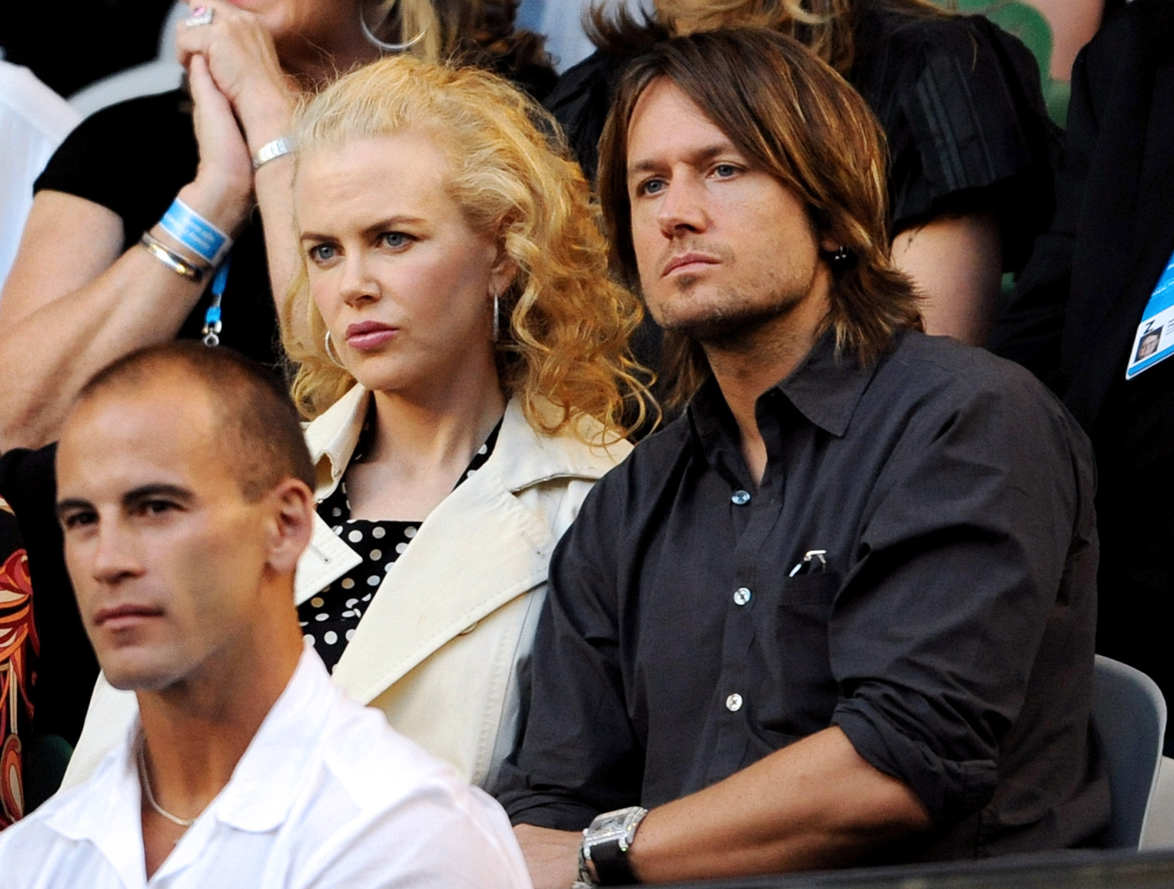 Nicole Kidman et Keith Urban lors de l'Open d'Australie de tennis à Melbourne le 21 janvier 2008. | Source : Getty Images