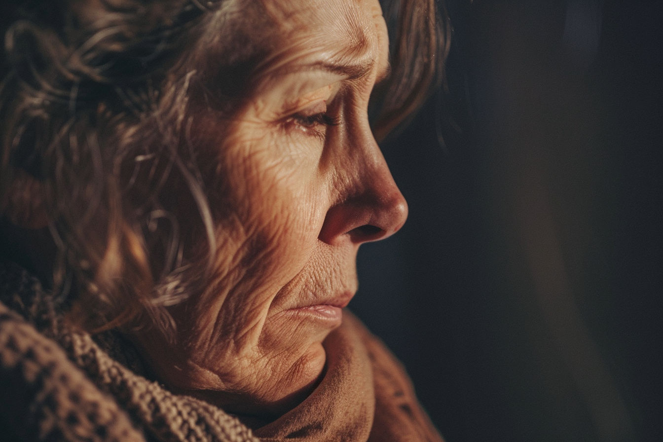 Een verdrietige oudere vrouw | Bron: Midjourney