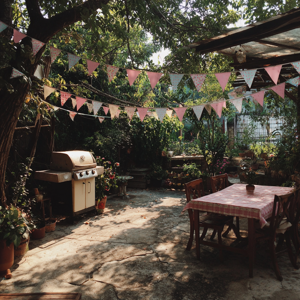 Une arrière-cour décorée pour un barbecue | Source : Midjourney