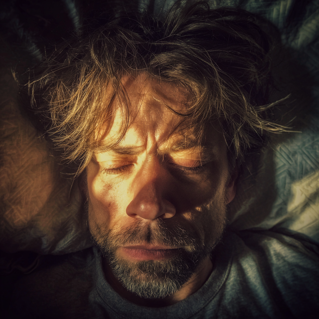 Gros plan sur un homme endormi | Source : Midjourney