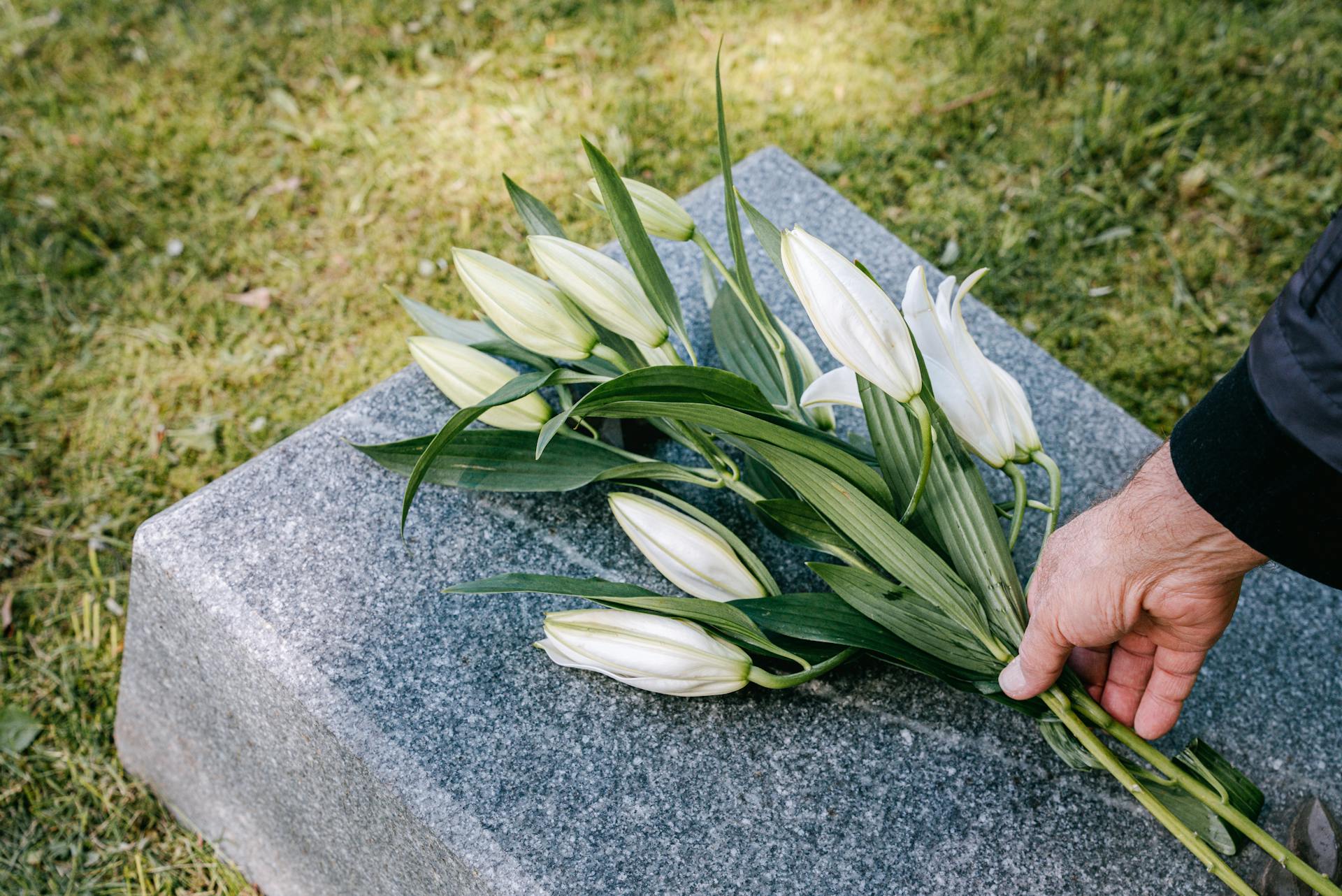 Une personne déposant des fleurs sur une tombe | Source : Pexels