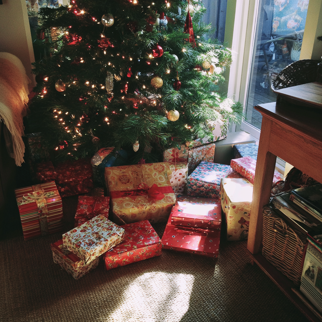 Des cadeaux sous un sapin de Noël | Source : Midjourney
