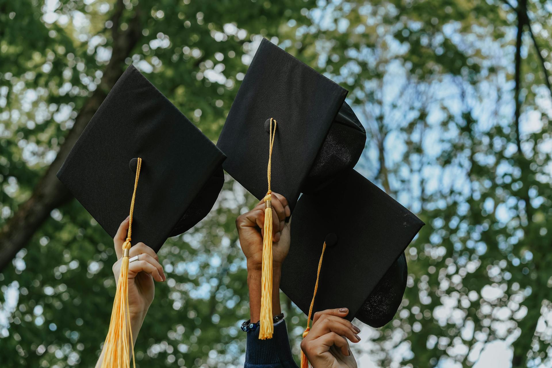 Des personnes tenant des bonnets de fin d'études | Source : Pexels