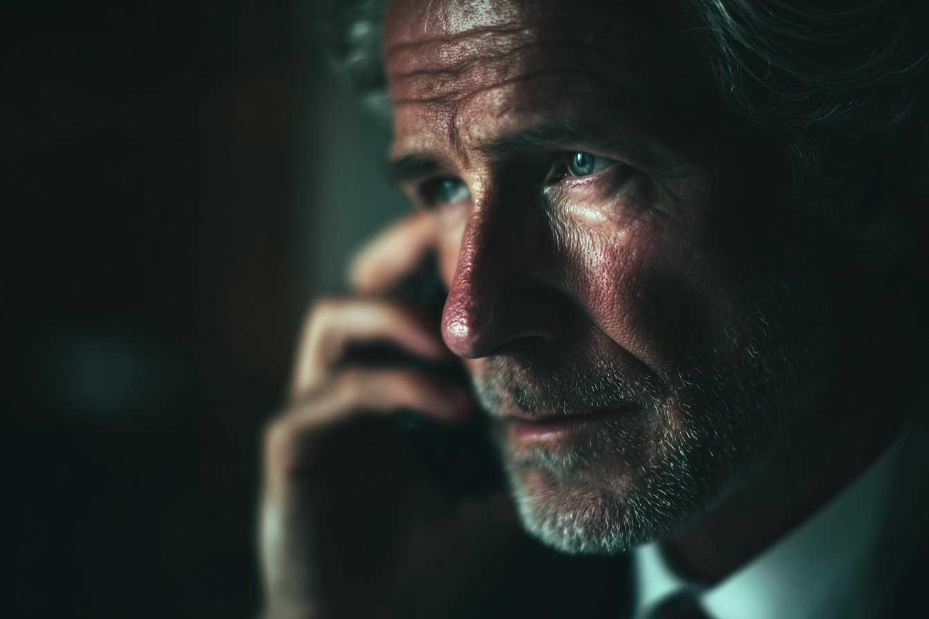 Un homme qui parle au téléphone | Source : Midjourney