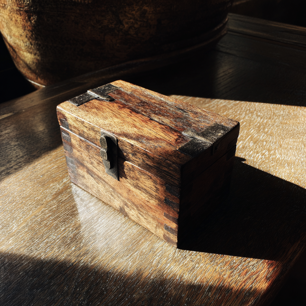 Une boîte en bois sur une table basse | Source : Midjourney