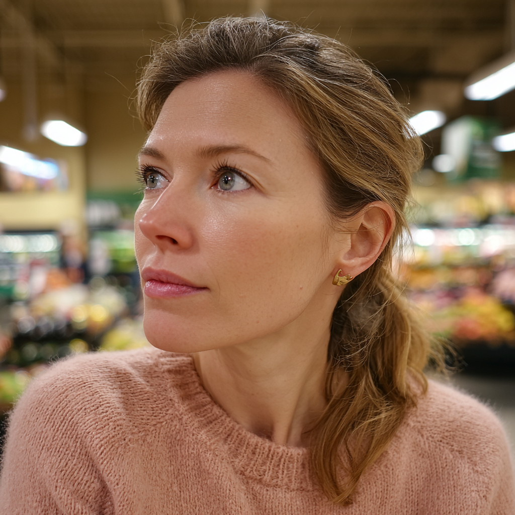 Une femme debout dans une épicerie | Source : Midjourney