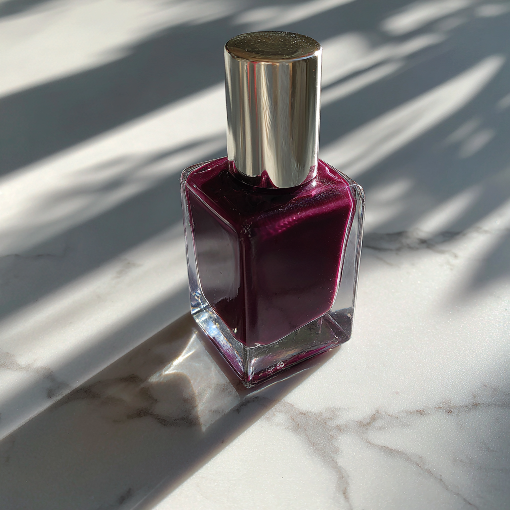 Un flacon de vernis à ongles prune | Source : Midjourney