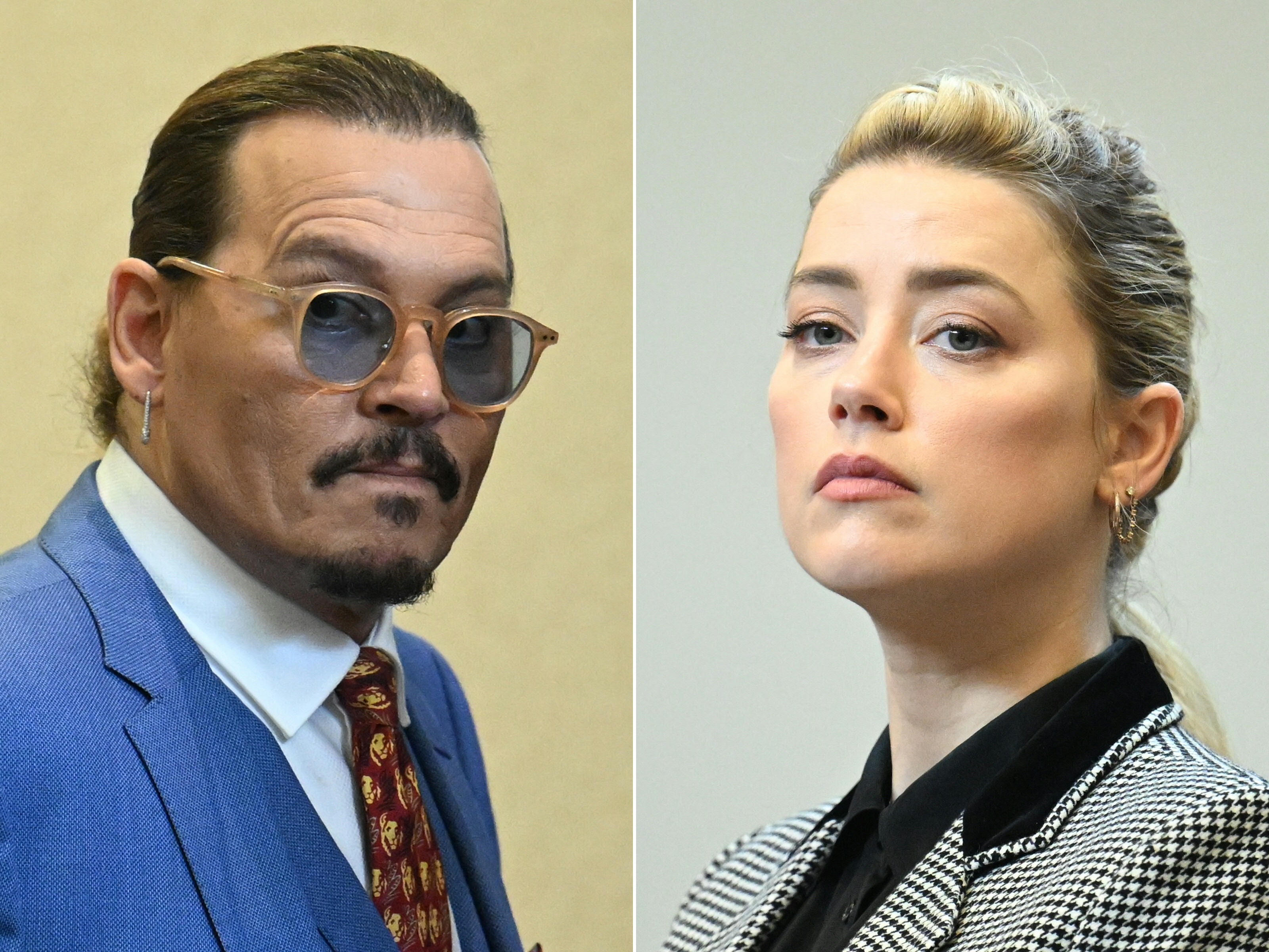 Un collage photo montre Johnny Depp et Amber Heard lors du procès au palais de justice du comté de Fairfax, en Virginie, le 24 mai 2022 | Source : Getty Images