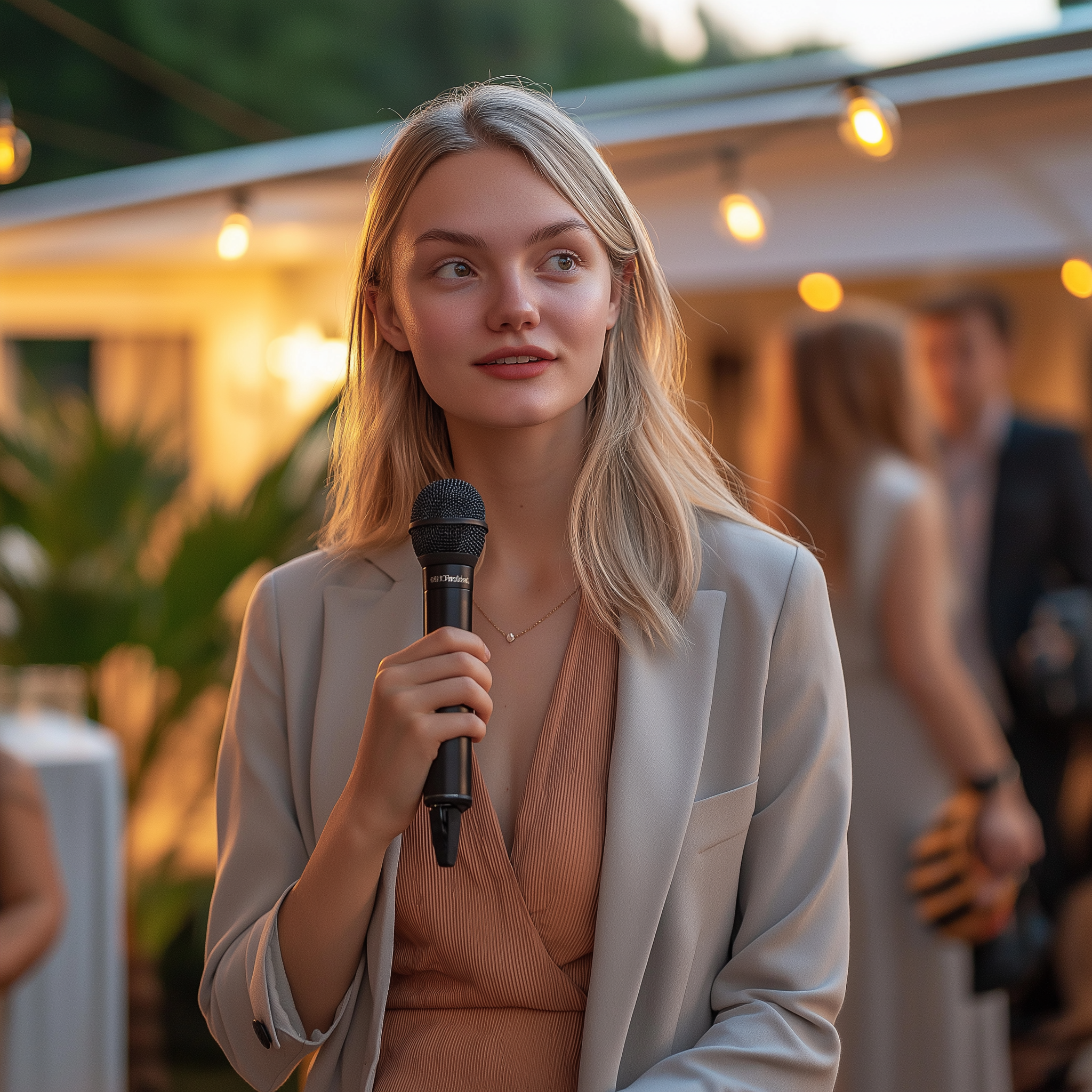 Une femme qui s'adresse à ses invités lors d'une fête | Source : Midjourney