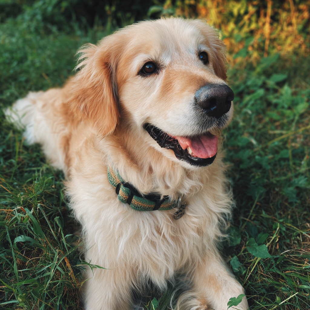 Gros plan sur un chien heureux | Source : Midjourney