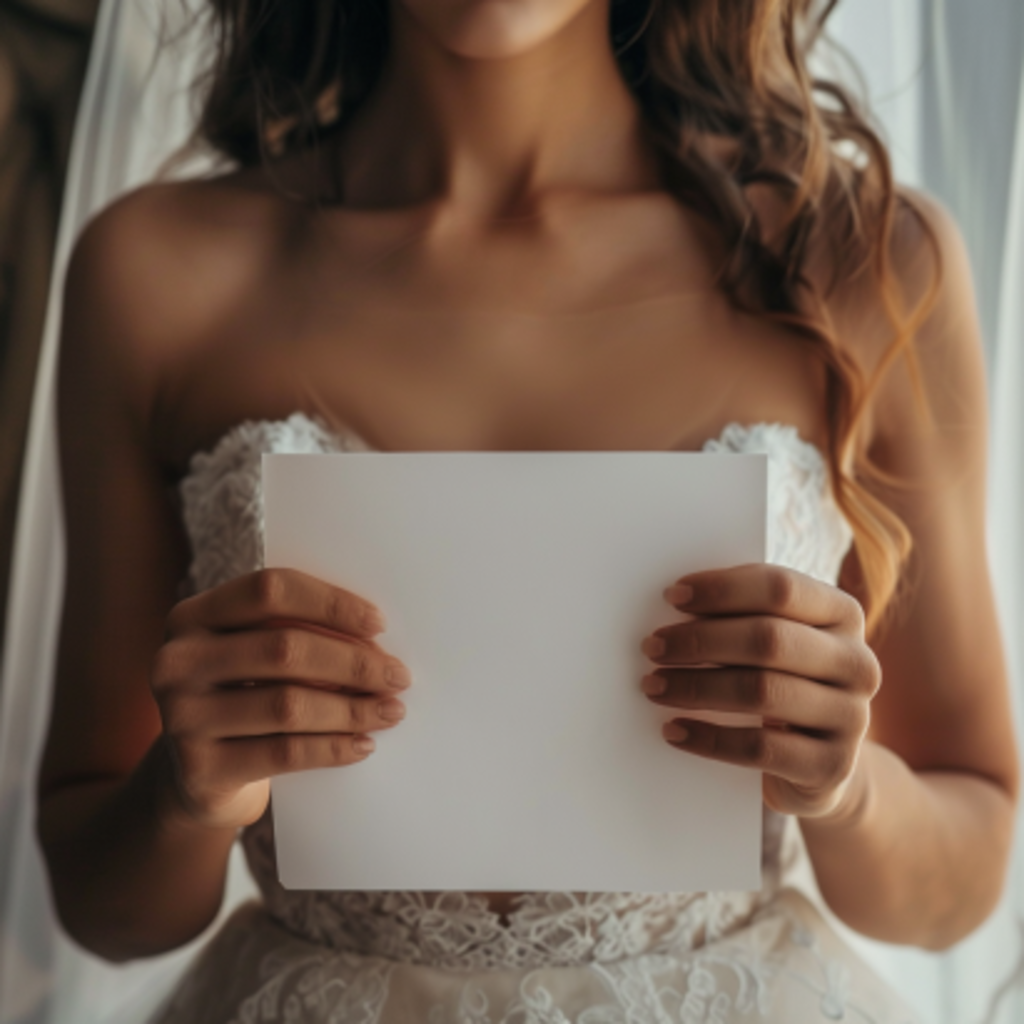 Une mariée lisant une lettre | Source : Midjourney