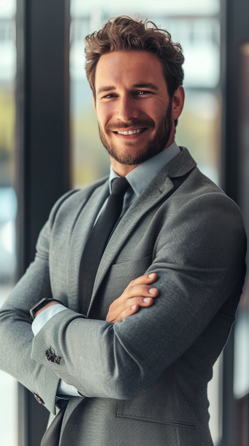 Un homme d'affaires souriant | Source : Midjourney