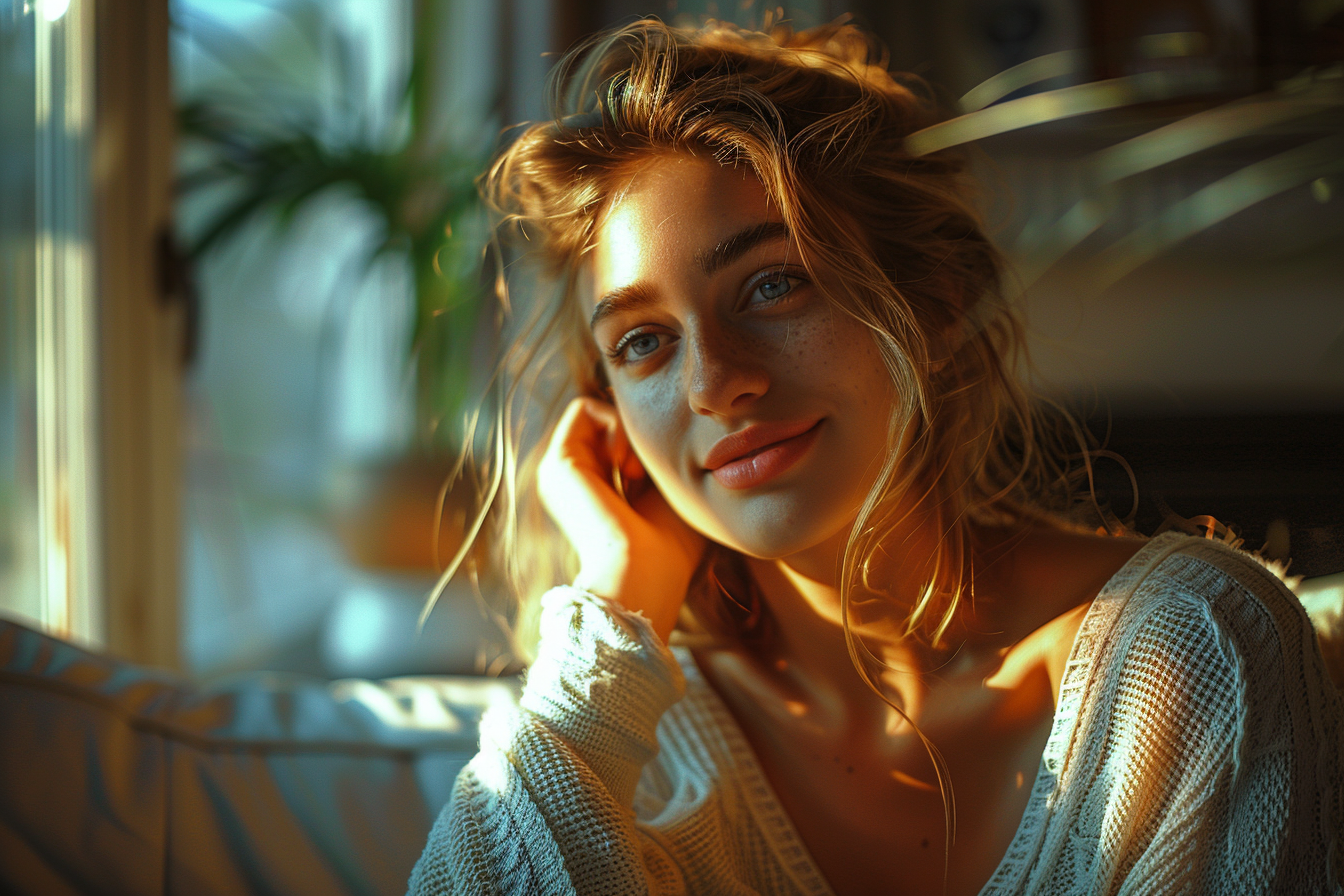 Une femme qui sourit | Source : Midjourney