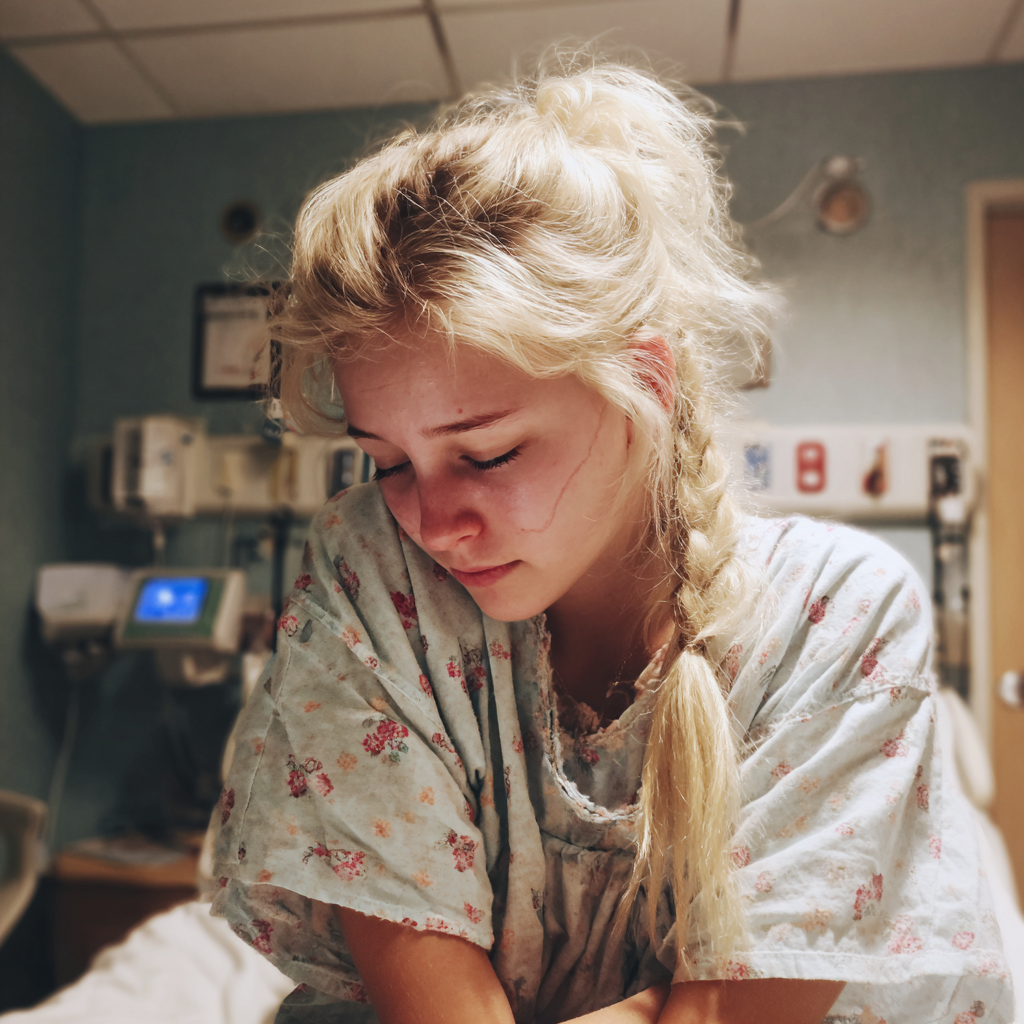 Une adolescente émotive dans un lit d'hôpital | Source : Midjourney