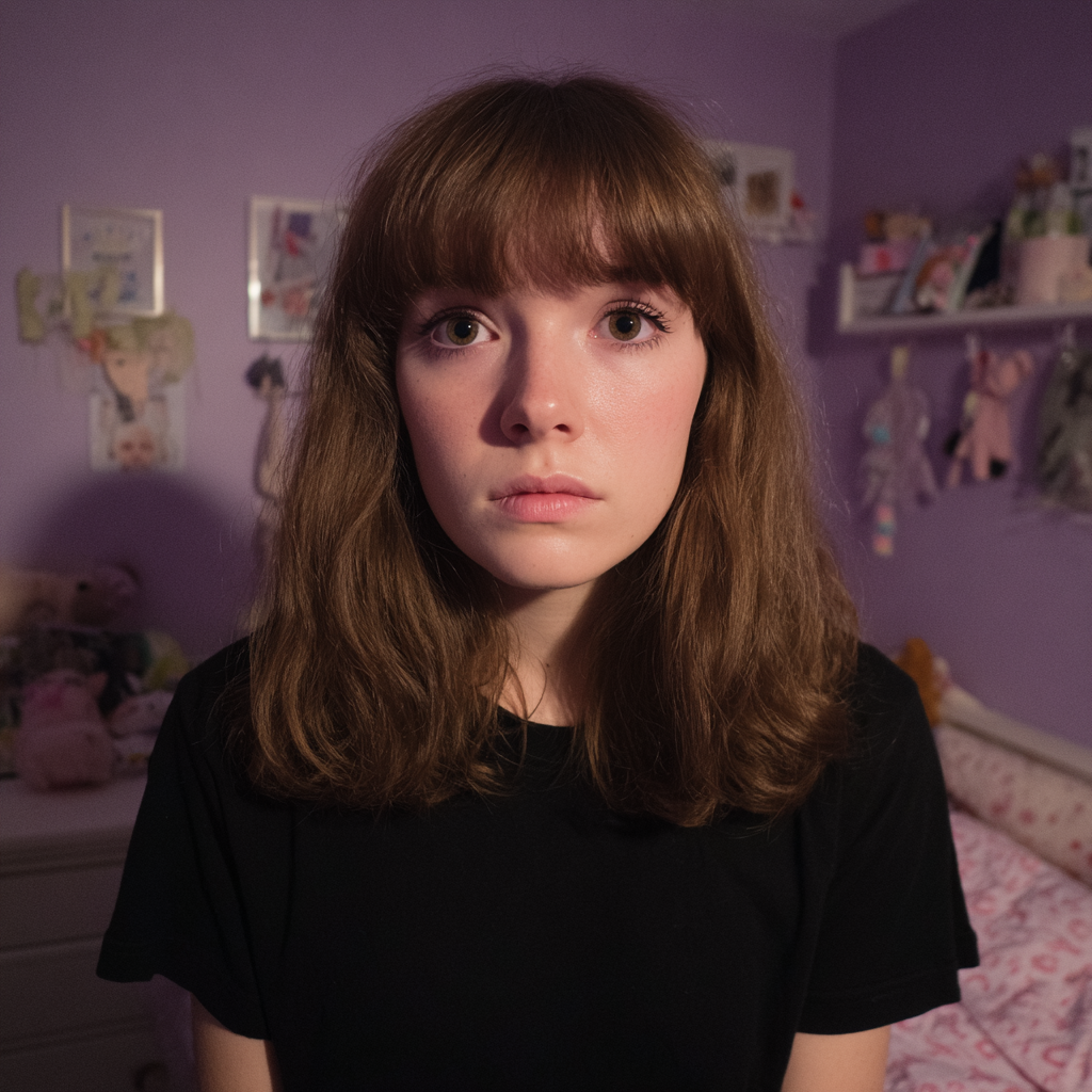 Gros plan sur une adolescente pensive | Source : Midjourney