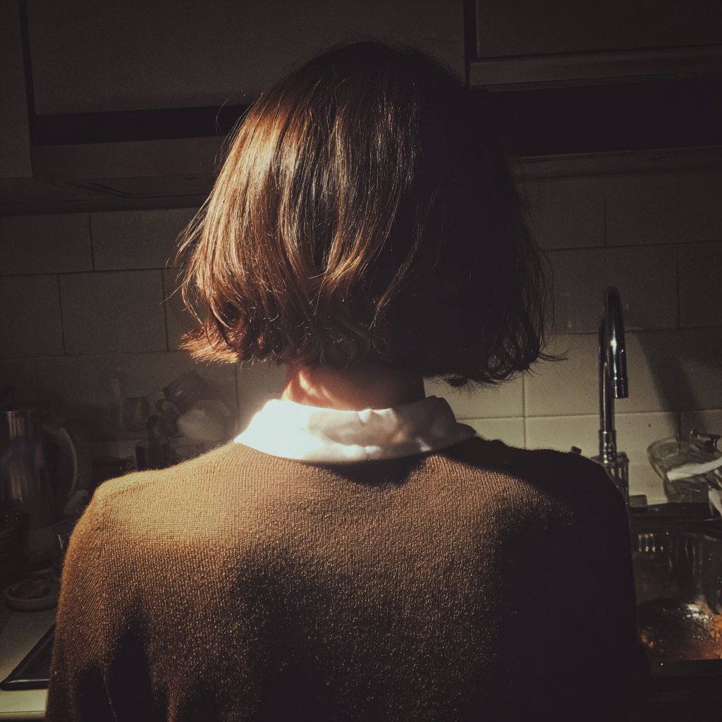 Une femme debout devant un évier | Source : Midjourney