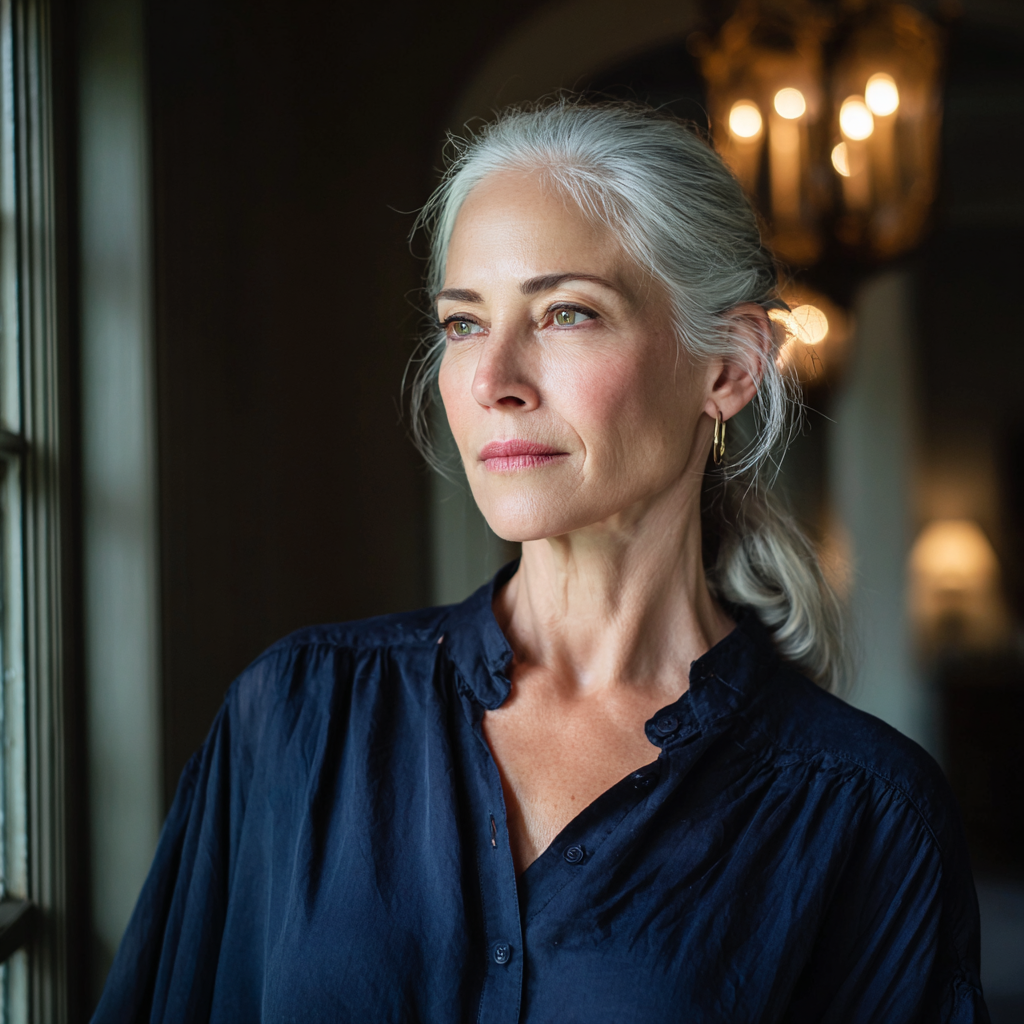 Une femme âgée debout dans un foyer | Source : Midjourney