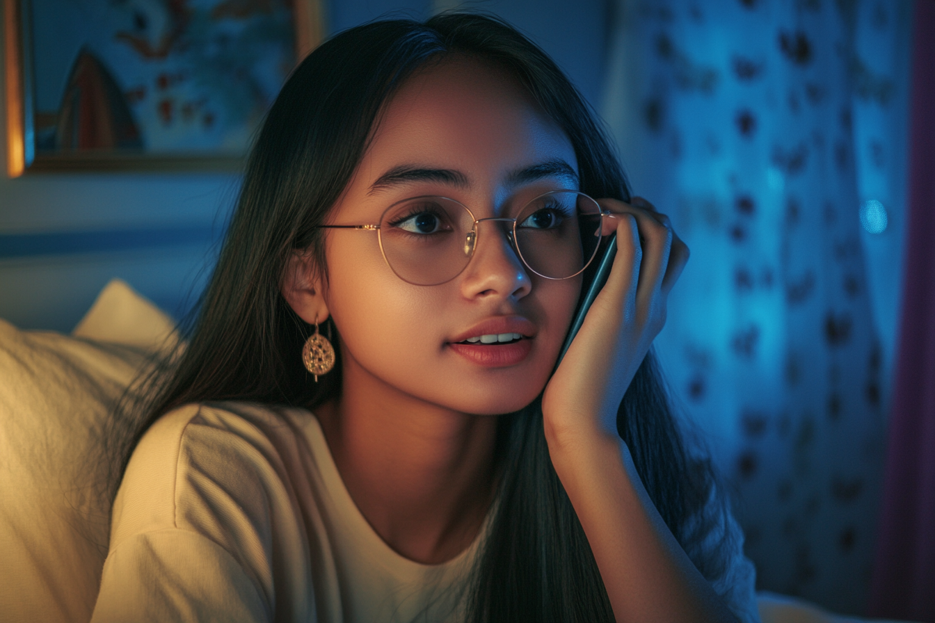 Une jeune fille qui parle au téléphone | Source : Midjourney