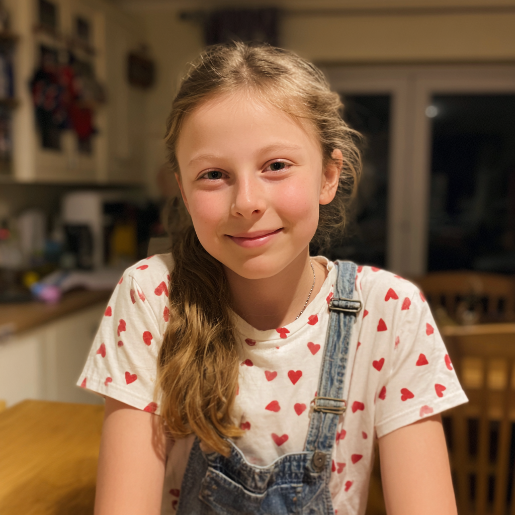 Une petite fille assise à un comptoir | Source : Midjourney