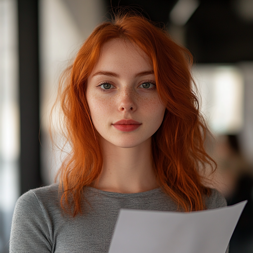 Une femme tenant un document | Source : Midjourney