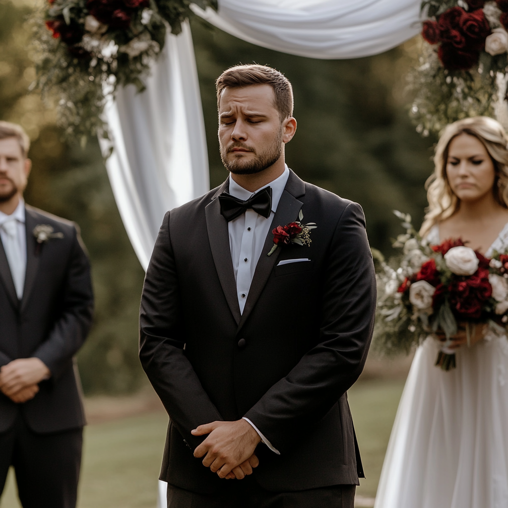 Un marié sombre lors de son mariage | Source : Midjourney