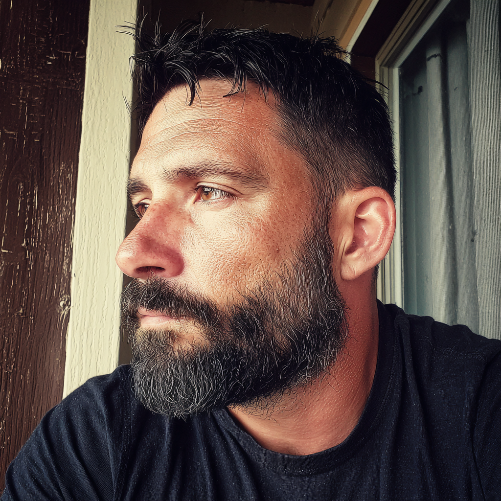 Vue latérale d'un homme bouleversé | Source : Midjourney