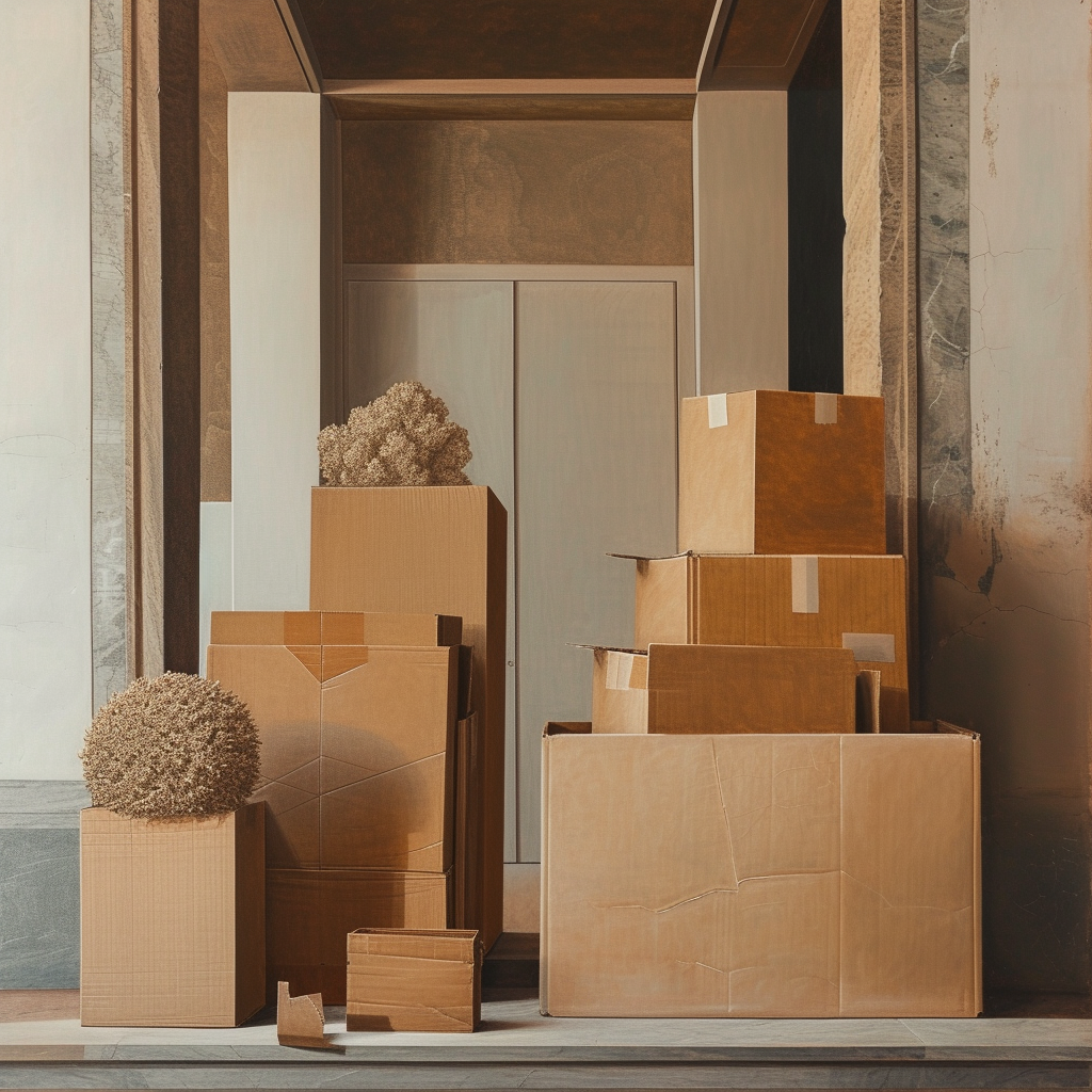Une pile de boîtes en carton | Source : Midjourney