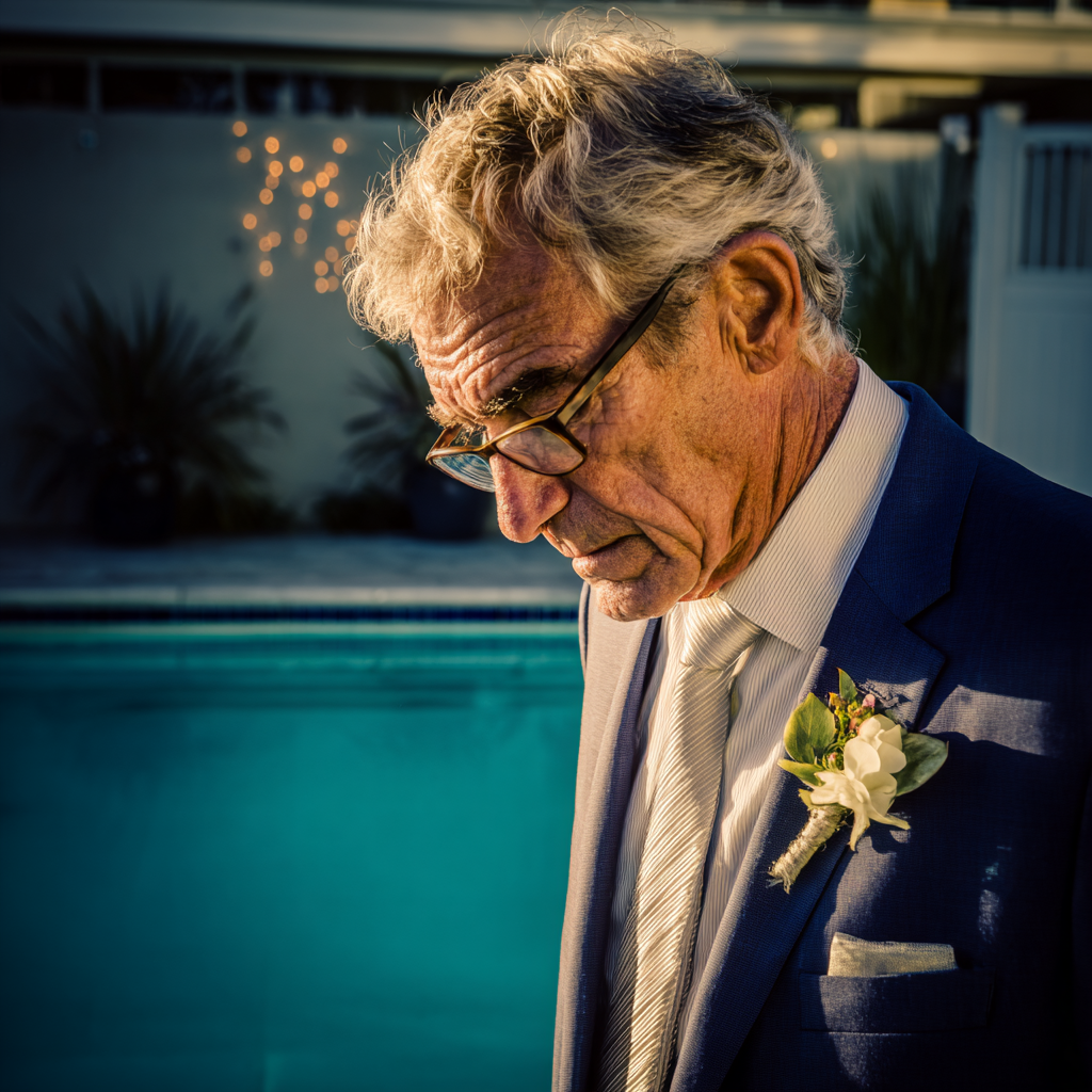 Un homme debout au bord d’une piscine | Source : Midjourney