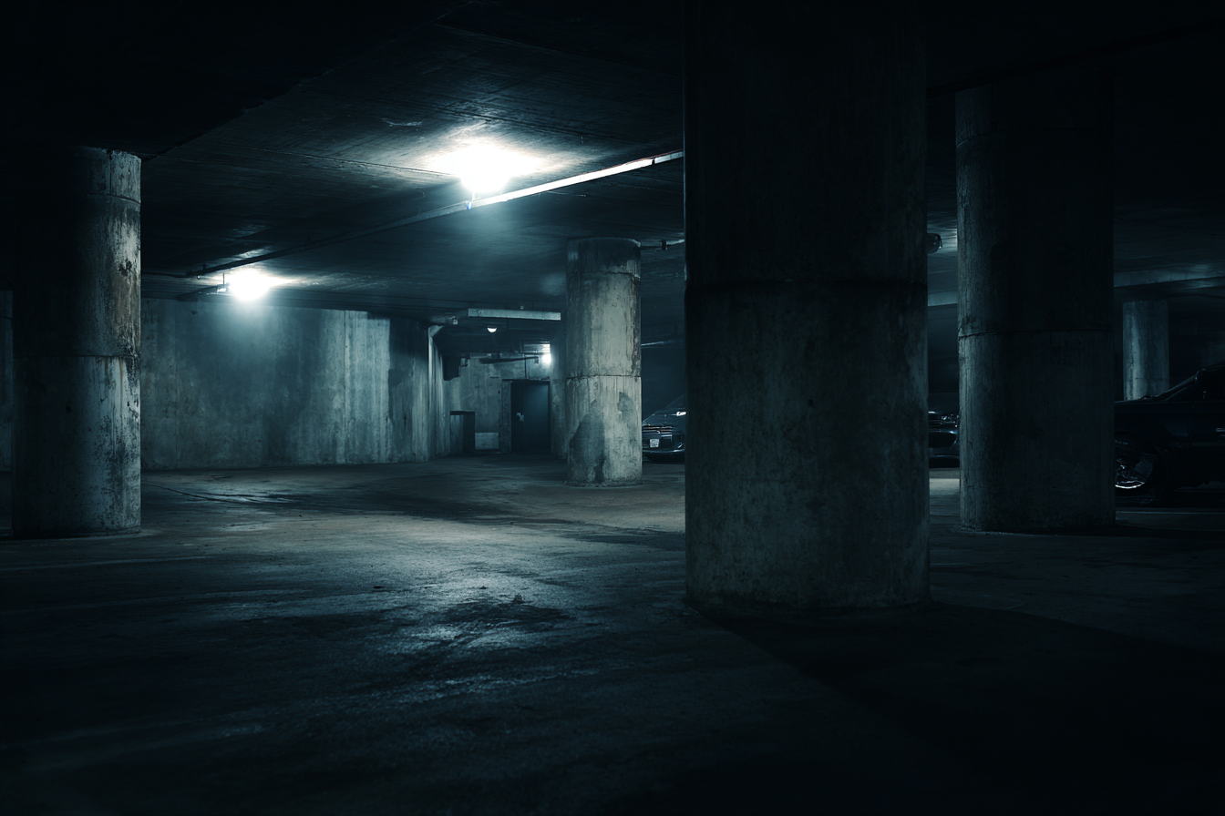 Un parking sombre | Source : Midjourney