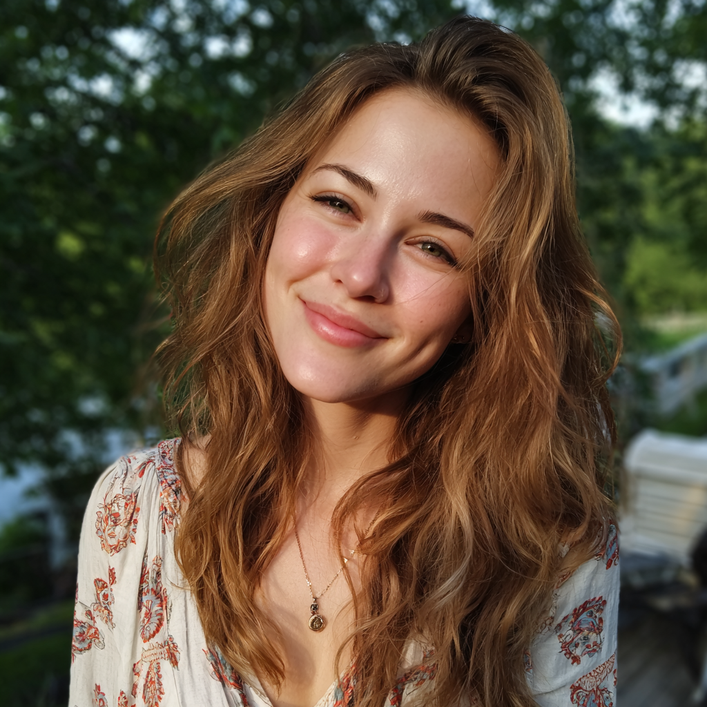 Une femme souriante se tenant à l'extérieur | Source : Midjourney
