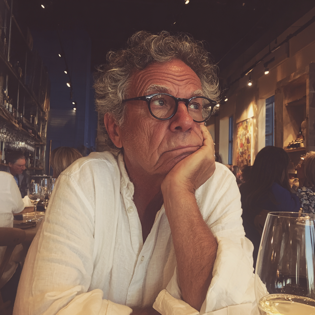 Un homme âgé assis à une table | Source : Midjourney