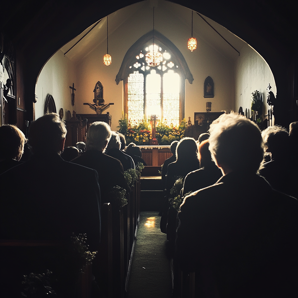 Des personnes lors d'un enterrement | Source : Midjourney